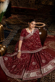 Maroon Bandhani Pattern Vichitra Silk Saree