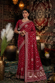 Maroon Bandhani Pattern Vichitra Silk Saree