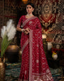 Maroon Bandhani Pattern Vichitra Silk Saree