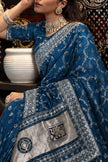 Blue Bandhani Pattern Vichitra Silk Saree