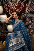 Blue Bandhani Pattern Vichitra Silk Saree