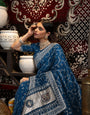 Blue Bandhani Pattern Vichitra Silk Saree