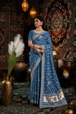 Blue Bandhani Pattern Vichitra Silk Saree