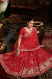 Red Bandhani Pattern Vichitra Silk Saree