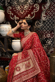 Red Bandhani Pattern Vichitra Silk Saree