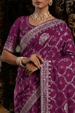 Wine Bandhani Pattern Vichitra Silk Saree