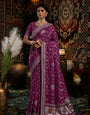 Wine Bandhani Pattern Vichitra Silk Saree