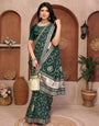 Green Bandhani Vichitra Silk Saree