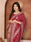 Maroon Bandhani Vichitra Silk Saree