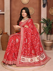 Red Bandhani Vichitra Silk Saree