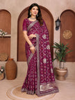 Wine Bandhani Vichitra Silk Saree