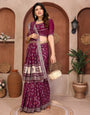 Wine Bandhani Vichitra Silk Saree