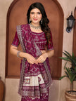 Wine Bandhani Vichitra Silk Saree