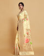 Off White Floral Woven Soft Cotton Saree