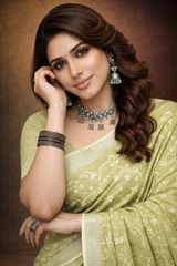 Light Green linen saree with floral design