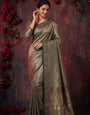 Mehendi Green Banarasi Silk Saree With Peacock Zari Work
