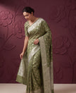 Light Green Satin Silk Banarasi Weaving Saree