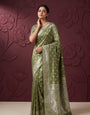 Light Green Satin Silk Banarasi Weaving Saree