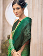 Green Bollywood Satin Saree