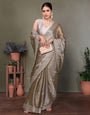 Grey Jimmy choo silk fabric saree with zari work