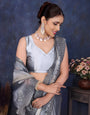 Grey Pure and Soft Jimmy Choo Designer saree