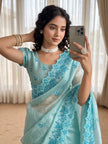 Blue Jimmy Choo Floral Embroidery Saree Styled By Arushi