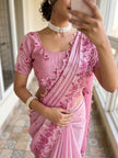 Pink Jimmy Choo Floral Embroidery Saree Styled by Soumya