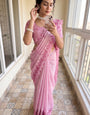 Pink Jimmy Choo Floral Embroidery Saree Styled by Soumya