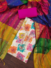 Cotton unstitched suit set for wedding