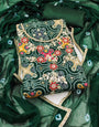 Dark Green Bandhani Print on Cotton Unstitched Suit