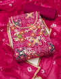 Pink Bandhani Print on Cotton Unstitched Suit