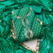 Green Jamdani Cotton Bandhani Unstitched Suit Set