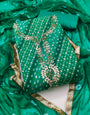 Green Jamdani Cotton Bandhani Unstitched Suit Set
