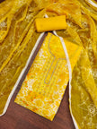 Yellow Organza Unstitched Suit Set