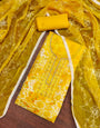 Yellow Organza Unstitched Suit Set