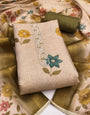 Mustard - Beige Floral Cotton Silk Unstitched Suit Set