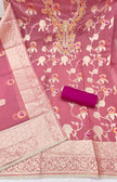 Rose Pink Silk Unstitched Suit Set