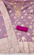 Purple Silk Unstitched Suit Set