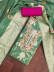 Royal Green Silk Unstitched Suit Set