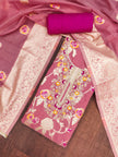 Rose Pink Silk Unstitched Suit Set