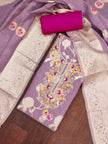Purple Silk Unstitched Suit Set