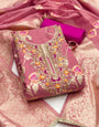 Rose Pink Silk Unstitched Suit Set