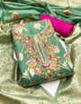 Royal Green Silk Unstitched Suit Set
