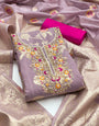 Purple Silk Unstitched Suit Set