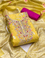 Yellow Silk Unstitched Suit Set
