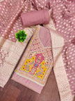 Pink Cotton Silk Unstitched Suit set