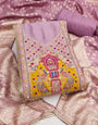 Purple Cotton Silk Unstitched Suit set