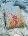 Sea Blue Cotton Silk Unstitched Suit set