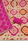 Peach and Pink Viscose Silk Unstitched Suit Set