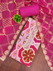 Purple and Pink Viscose Silk Unstitched Suit Set